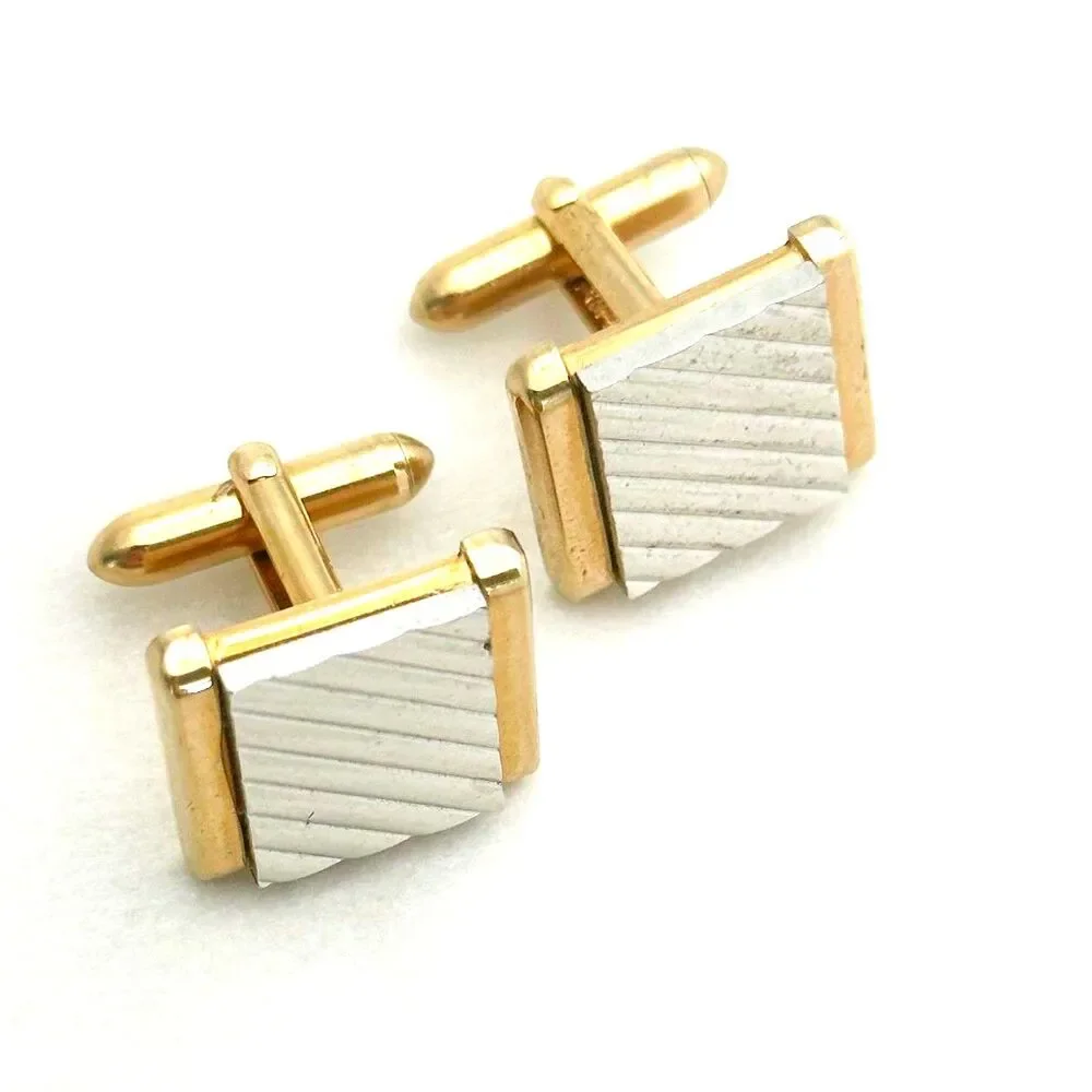 Vintage Swank Two Tone Silver and Gold Tone Cufflinks MCM